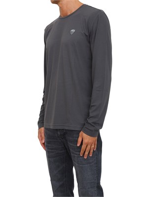 T-shirt grigio Ea7 a maniche lunghe in jersey stretch in UOMO