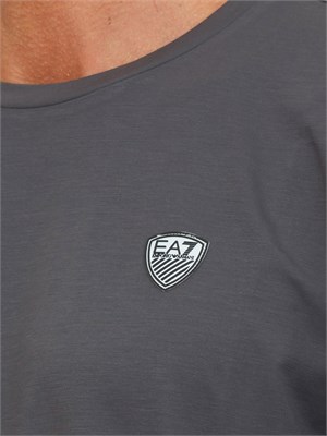 T-shirt grigio Ea7 a maniche lunghe in jersey stretch in UOMO