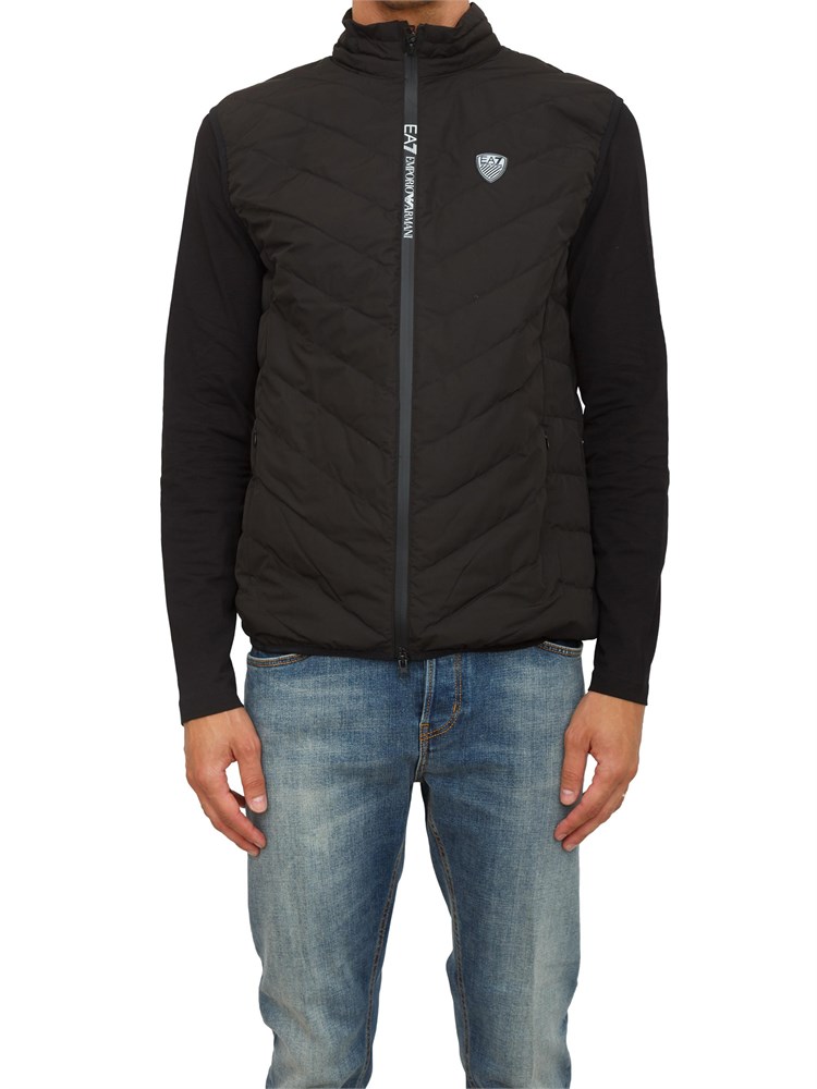 Gilet nero EA7 imbottito packable in tessuto tecnico