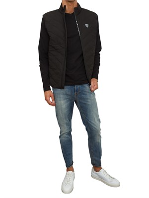 Gilet nero EA7 imbottito packable in tessuto tecnico in UOMO