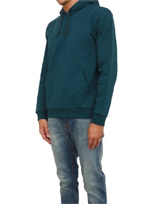 Felpa verde petrolio EA7 con cappuccio Core Identity in misto cotone in UOMO