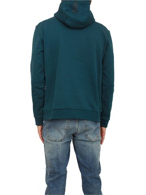 Felpa verde petrolio EA7 con cappuccio Core Identity in misto cotone in UOMO