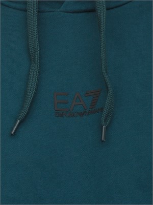 Felpa verde petrolio EA7 con cappuccio Core Identity in misto cotone in UOMO