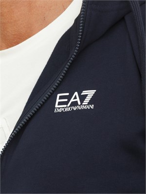 Tuta sportiva blu EA7 con cappuccio Core Identity in misto cotone in UOMO