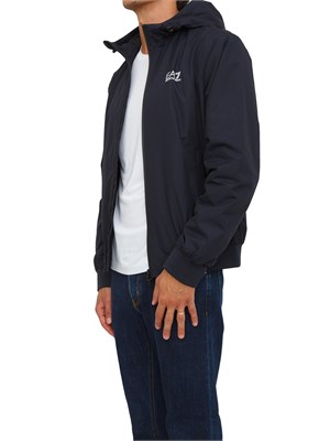 Bomber blu EA7 con cappuccio Core Identity in tessuto tecnico in UOMO