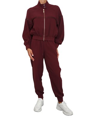 Tuta sportiva Twinset felpa e pantalone in scuba bordeaux con inserto logo in DONNA