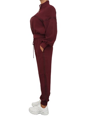 Tuta sportiva Twinset felpa e pantalone in scuba bordeaux con inserto logo in DONNA