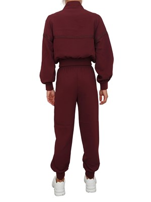 Tuta sportiva Twinset felpa e pantalone in scuba bordeaux con inserto logo in DONNA