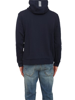Felpa blu EA7 con cappuccio Core Identity in misto cotone in UOMO