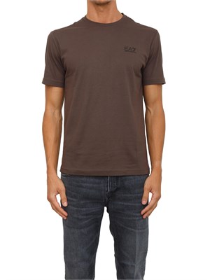T-shirt  marrone EA7 Core Identity in cotone Pima in UOMO