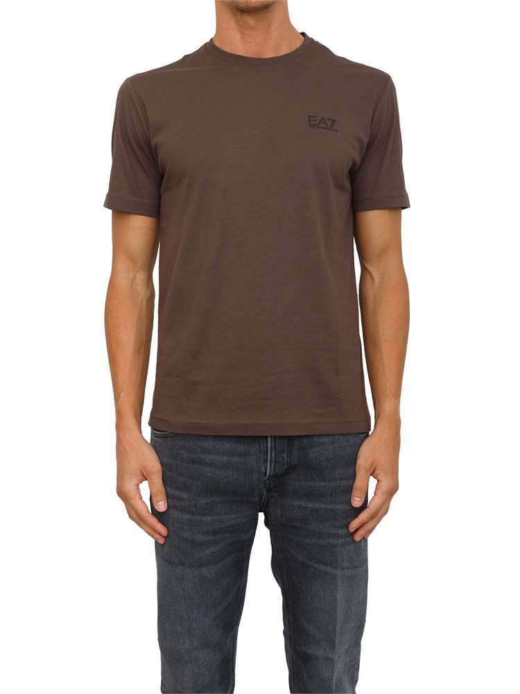 T-shirt  marrone EA7 Core Identity in cotone Pima