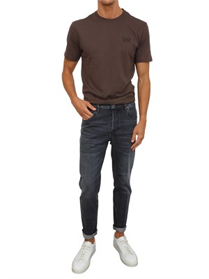 T-shirt  marrone EA7 Core Identity in cotone Pima in UOMO