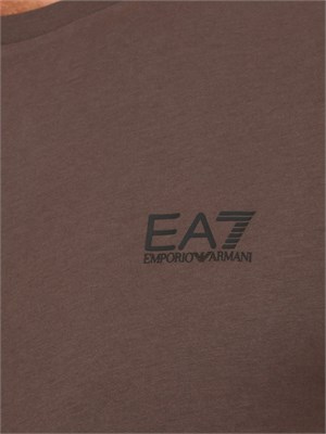 T-shirt  marrone EA7 Core Identity in cotone Pima in UOMO
