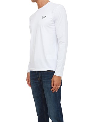 T-shirt bianco Ea7 a maniche lunghe in jersey stretch in UOMO