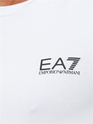 T-shirt bianco Ea7 a maniche lunghe in jersey stretch in UOMO