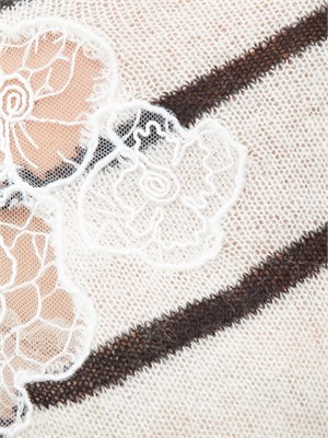 Maglia Twinset in misto mohair bianco e nero con pizzo e spacchi in DONNA