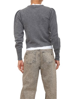 Cardigan Twinset in misto mohair grigio con bottoni logo oro in DONNA