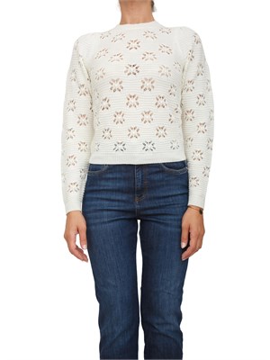 Maglia Twinset in misto lana bianca lavorata con punto a motivo geometrico in DONNA