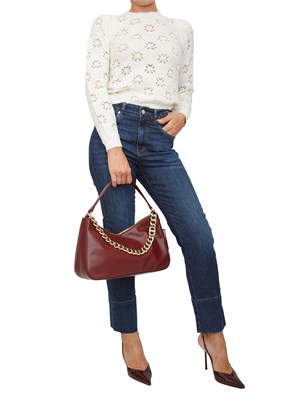 Maglia Twinset in misto lana bianca lavorata con punto a motivo geometrico in DONNA