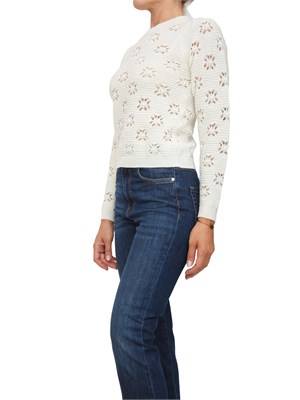 Maglia Twinset in misto lana bianca lavorata con punto a motivo geometrico in DONNA