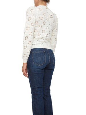 Maglia Twinset in misto lana bianca lavorata con punto a motivo geometrico in DONNA