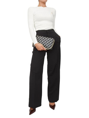 Maglia Twinset in filato a costine bianca con lavorazione traforata in DONNA