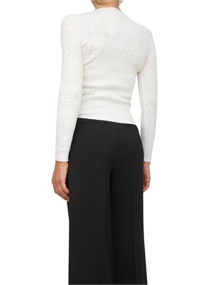 Maglia Twinset in filato a costine bianca con lavorazione traforata in DONNA