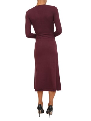 Abito longuette in maglia bordeaux con scollo con logo Oval T in DONNA