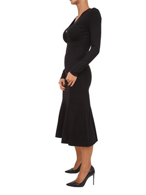 Abito longuette in maglia nero con scollo con logo Oval T in DONNA