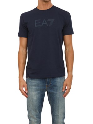 T-shirt a maniche corte blu EA7 Visibility in jersey stretch di cotone in UOMO