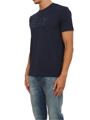T-shirt a maniche corte blu EA7 Visibility in jersey stretch di cotone in UOMO