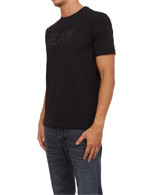 T-shirt a maniche corte nero EA7 Visibility in jersey stretch di cotone in UOMO