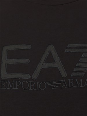 T-shirt a maniche corte nero EA7 Visibility in jersey stretch di cotone in UOMO