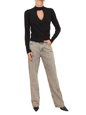 Maglia Twinset in viscosa nera con cut-out e incrocio in DONNA