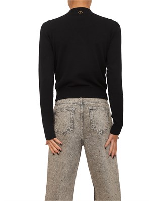 Maglia Twinset in viscosa nera con cut-out e incrocio in DONNA