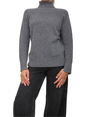 Maglia collo alto Twinset in misto cashmere grigio con bordi lurex in DONNA