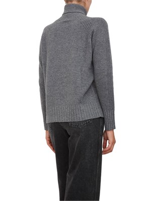 Maglia collo alto Twinset in misto cashmere grigio con bordi lurex in DONNA