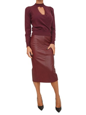 Maglia Twinset in viscosa bordeaux con cut-out e incrocio in DONNA