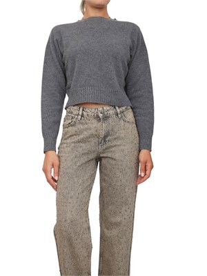 Maglia cropped Twinset in misto mohair grigio con inserti lurex in fondo in DONNA