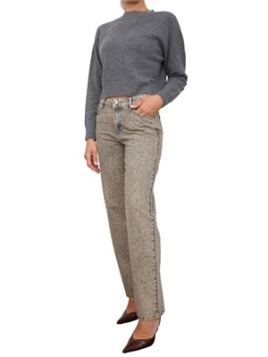 Maglia cropped Twinset in misto mohair grigio con inserti lurex in fondo in DONNA