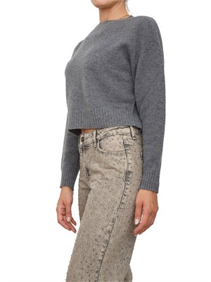 Maglia cropped Twinset in misto mohair grigio con inserti lurex in fondo in DONNA
