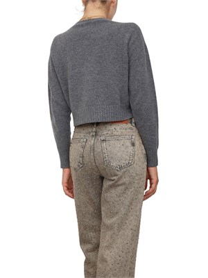Maglia cropped Twinset in misto mohair grigio con inserti lurex in fondo in DONNA