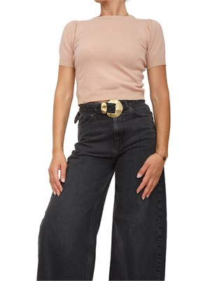 Maglia maniche corte Twinset in misto cashmere con lurex rosa in DONNA