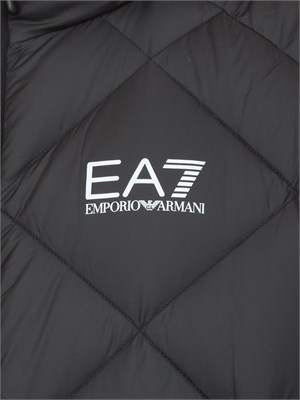 Piumino nero EA7 con cappuccio in tessuto tecnico in UOMO