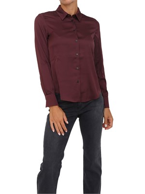 Camicia manica lunga Emme Marella in tessuto effetto seta bordeaux in DONNA
