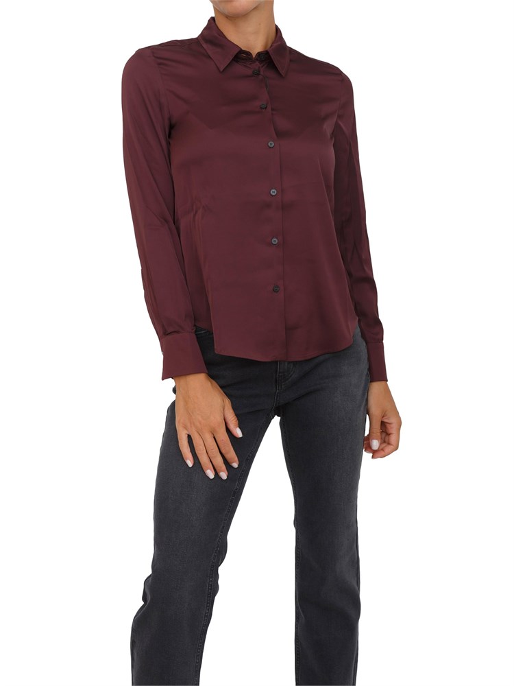 Camicia manica lunga Emme Marella in tessuto effetto seta bordeaux