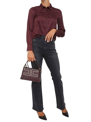 Camicia manica lunga Emme Marella in tessuto effetto seta bordeaux in DONNA