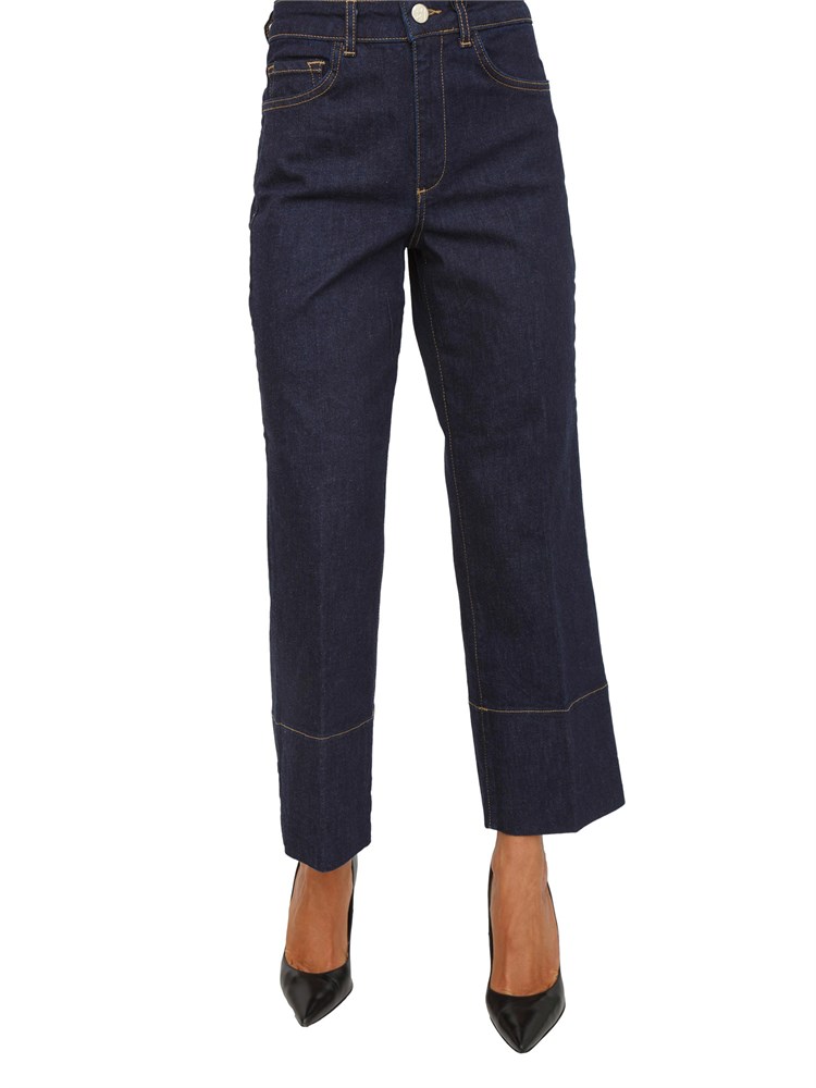 Jeans stretch blu scuro Emme Marella con fit dritto e orlo impunturato