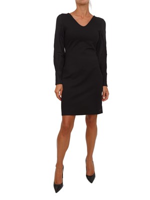 Abito Armani Exchange in viscosa nera con scollo tondo dietro in DONNA