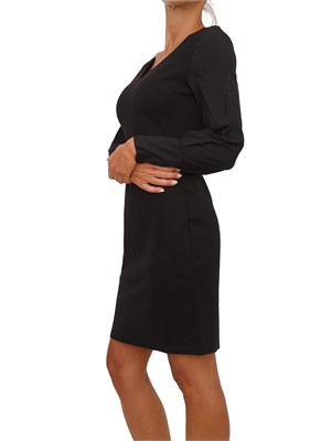 Abito Armani Exchange in viscosa nera con scollo tondo dietro in DONNA